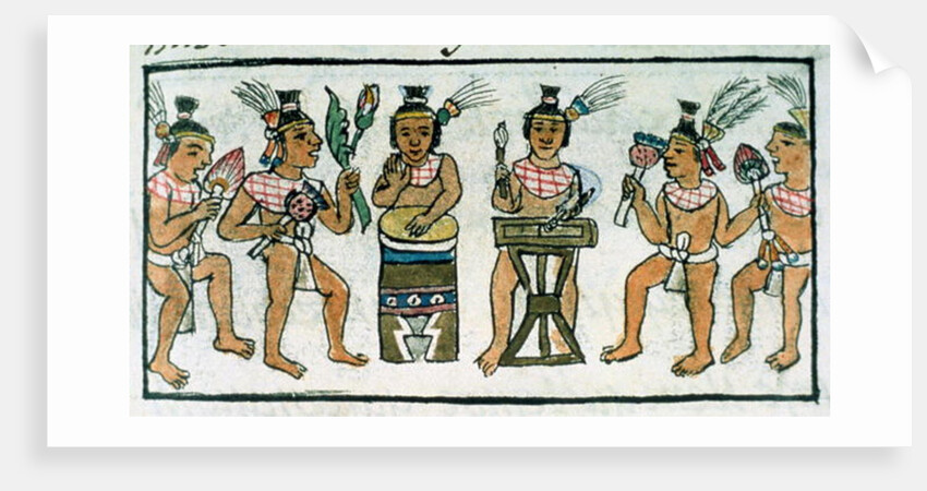 Ms Palat. 218-220 Book IX Aztec musicians from an account of Aztec crafts in Central Mexico by Spanish School