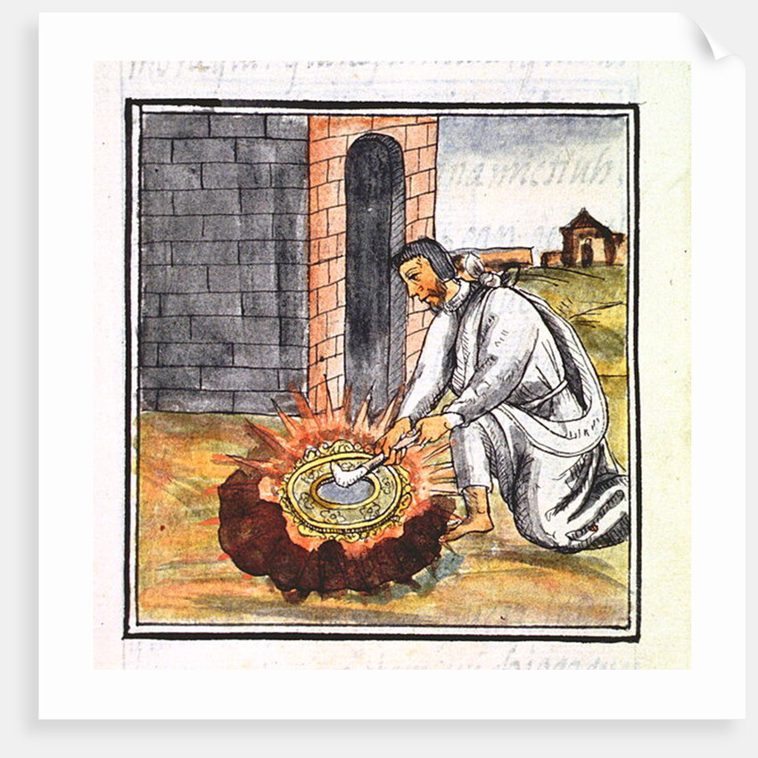 A European engaged in making a reliquary by Spanish School