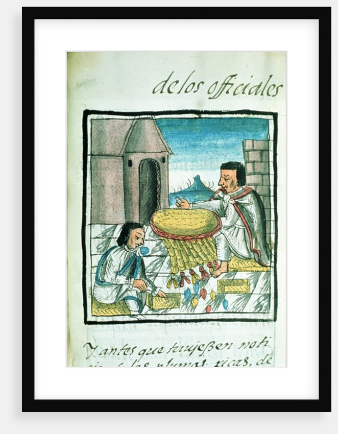 Ms Palat. 218-220 Book IX Aztec feather artisans at work by Spanish School