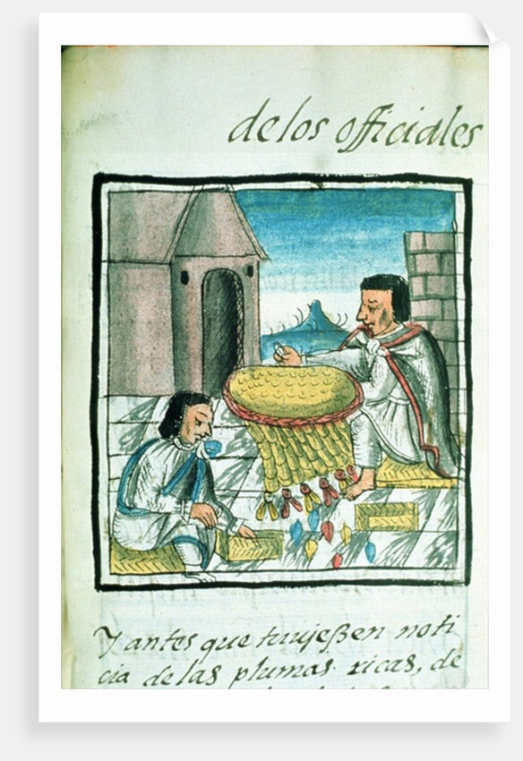 Ms Palat. 218-220 Book IX Aztec feather artisans at work by Spanish School