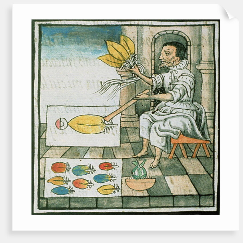 Ms Palat 218-220 Book IX An Aztec feather artisan by Spanish School