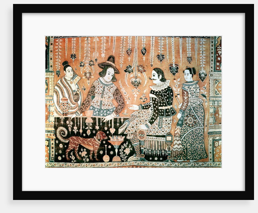 Wall hanging showing early traders to India, Indian, late 16th century by Anonymous