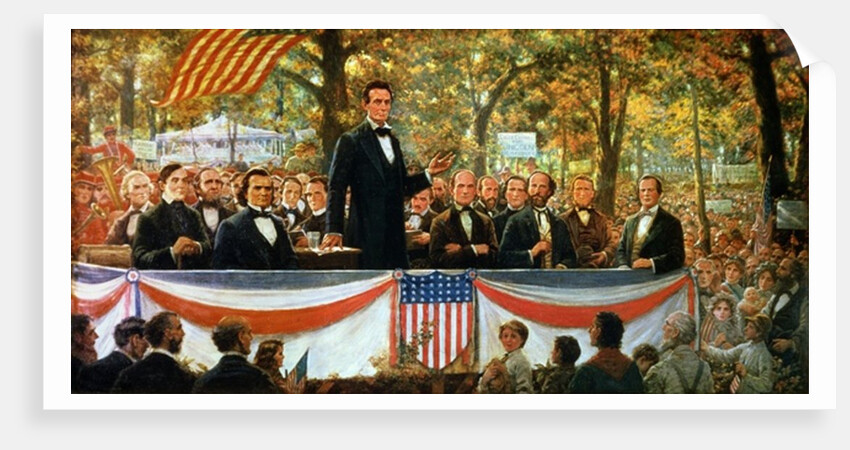 Abraham Lincoln and Stephen A. Douglas debating at Charleston, Illinois on 18th September 1858, 1918 by Robert Marshall Root