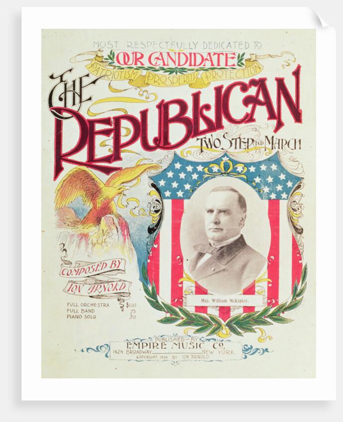 The Republican Two Step and March, song sheet dedicated to William McKinley, 1896 by American School
