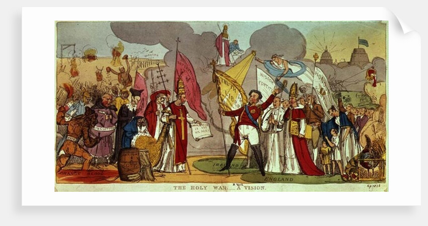 The Holy War - A Vision, satirical cartoon of the struggle for Catholic Emancipation in Ireland, 1826 by English School