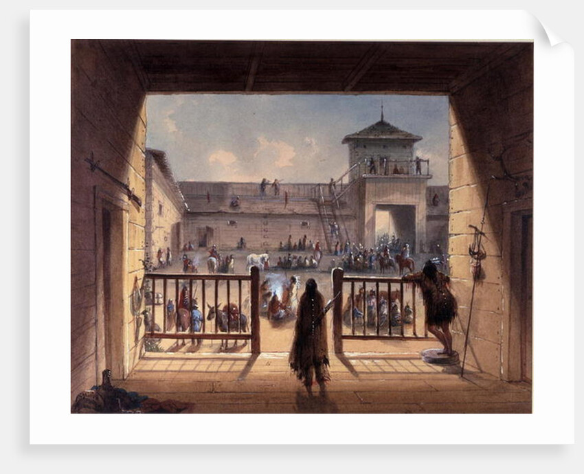 Interior of Fort Laramie, 1858-60 by Alfred Jacob Miller