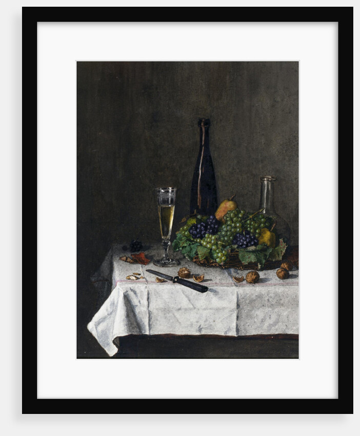 Still Life with Basket of Grapes, Walnuts and Knife, 1863 by Leon Bonvin