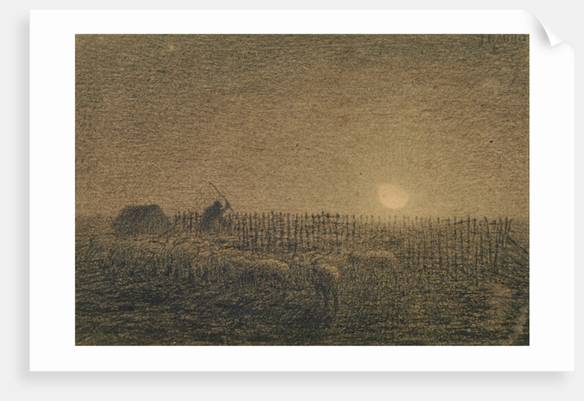 The Shepherd at the Fold by Moonlight by Jean-Francois Millet