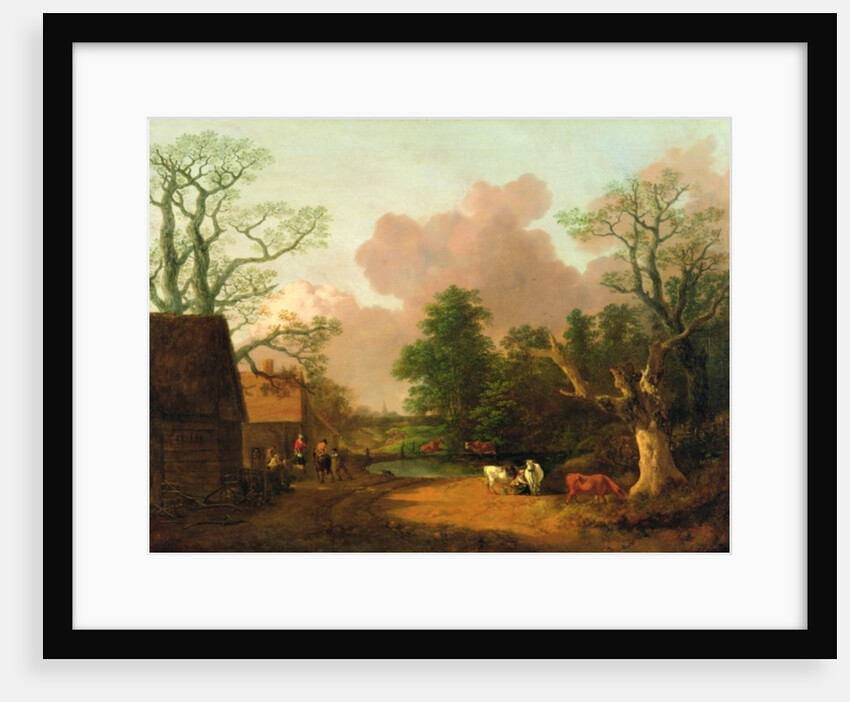 A Landscape with Figures, Farm Buildings and a Milkmaid, c.1754-6 by Thomas Gainsborough