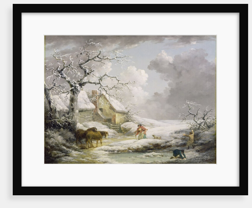 Winter Landscape with Men Snowballing an Old Woman, 1790 by George Morland