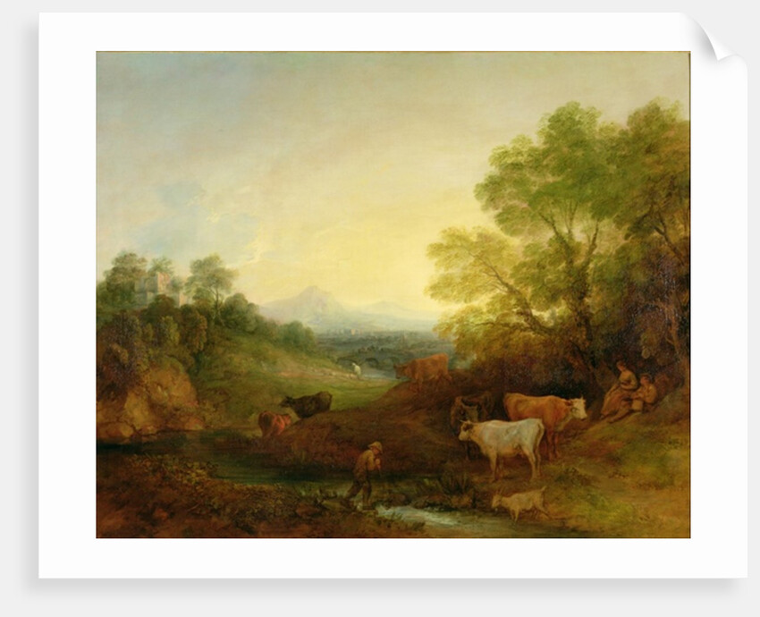 A Landscape with Cattle and Figures by a Stream and a Distant Bridge, c.1772-4 by Thomas Gainsborough