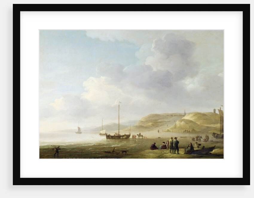 The Coast Near Scheveningen with Fishing Pinks on the Shore by Charles Brooking