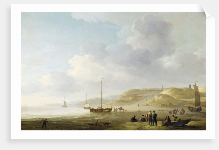 The Coast Near Scheveningen with Fishing Pinks on the Shore by Charles Brooking