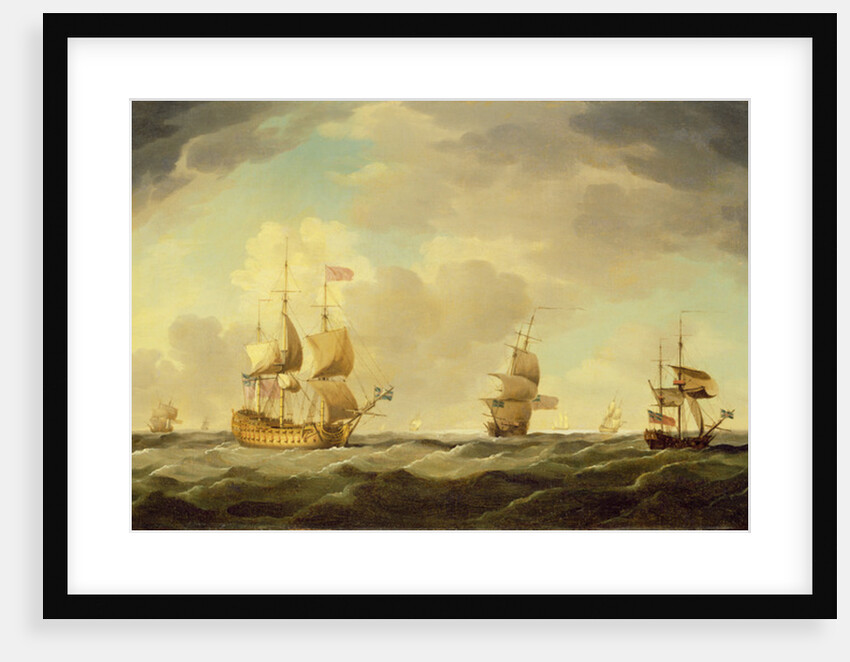 An English Flagship Under Easy Sail in a Moderate Breeze, c.1750 by Charles Brooking