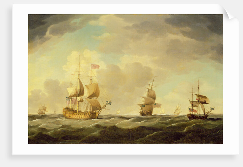 An English Flagship Under Easy Sail in a Moderate Breeze, c.1750 by Charles Brooking