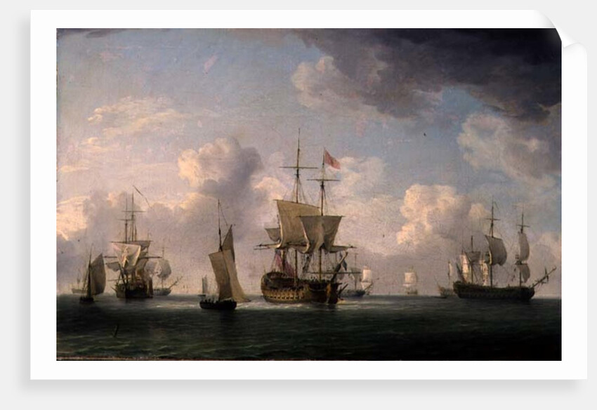 English Ships Under Sail in a Very Light Breeze by Charles Brooking