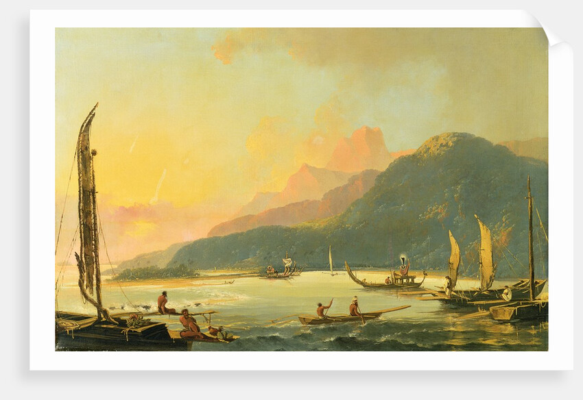 Tahitian War Galleys in Matavai Bay, Tahiti, 1766 by William Hodges