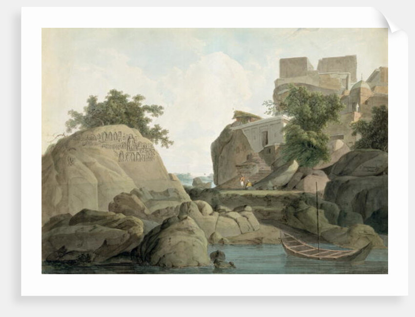 Fakir's Rock at Sultanganj, on the River Ganges, India, c.1790 by Thomas & William (1769-1837) Daniell