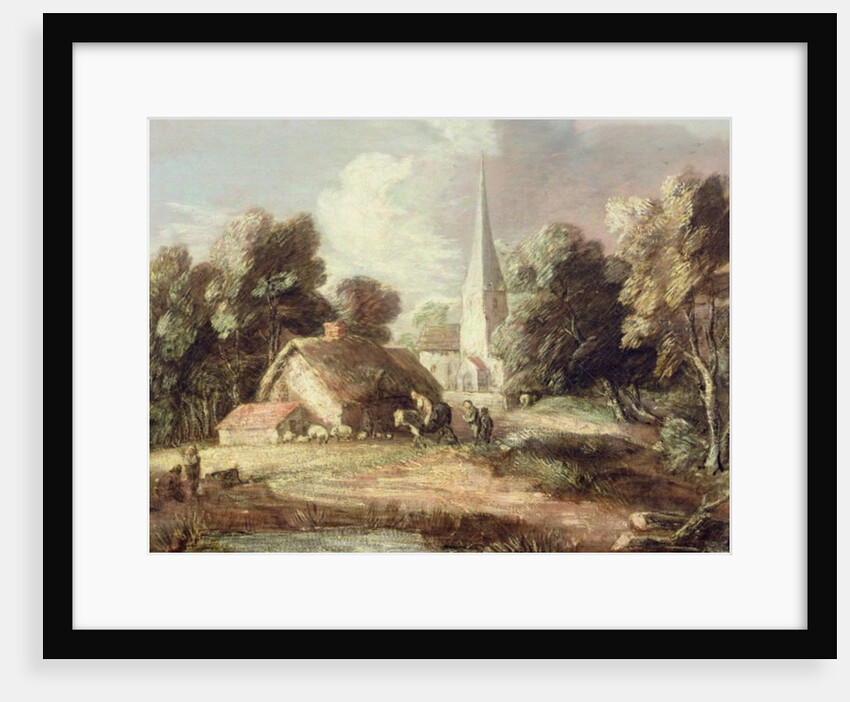 Landscape with a Church, Cottage, Villagers and Animals, c.1771-2 by Thomas Gainsborough