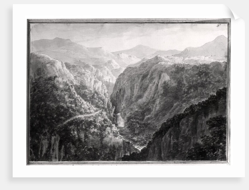 Scene from the Inn at Devil's Bridge with the Fall of the Rhydal by Amos and Green Harriet Green