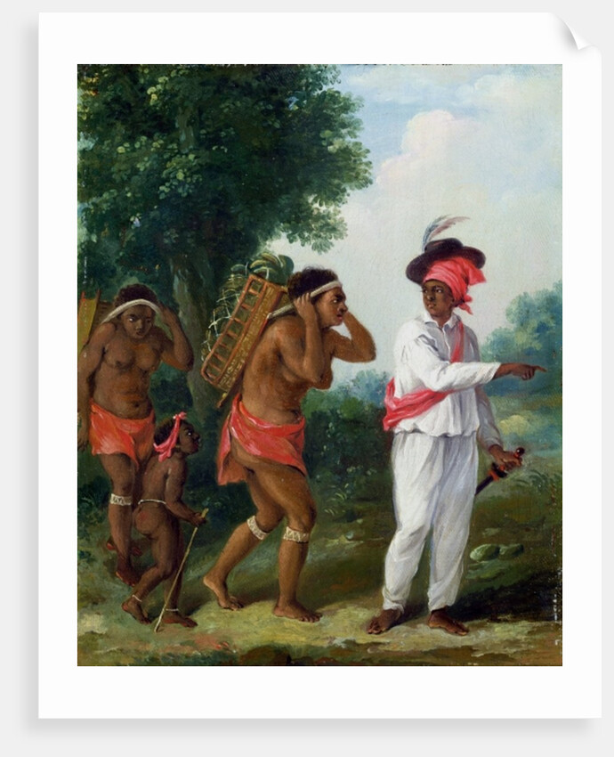 West Indian Man of Colour, Directing two Carib Women with a Child, c.1780 by Agostino Brunias