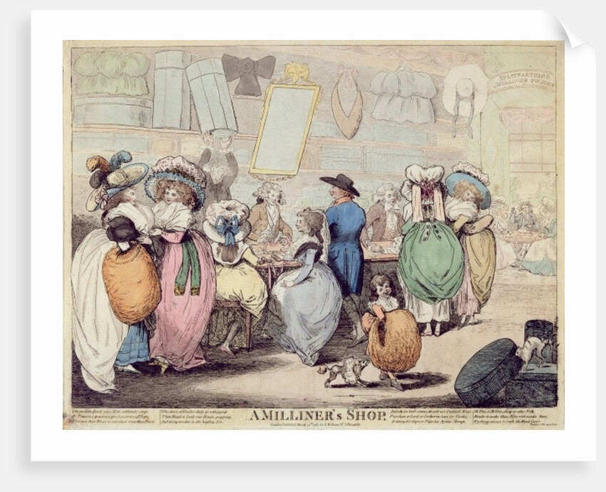 A Milliner's Shop, published in 1787 by Henry Kingsbury