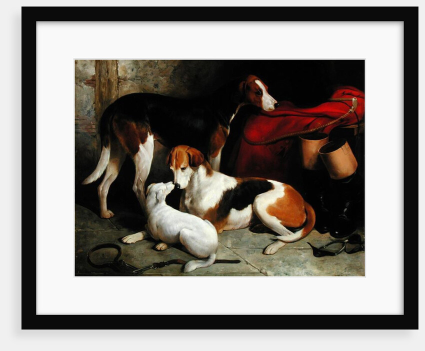 A Couple of Lord Henry Bentinck's Foxhounds with a Terrier, c.1845 by William Barraud