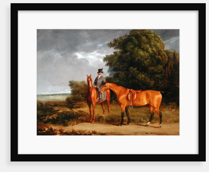 A Groom Mounted on a Chestnut Hunter, He Holds a Bay Hunter by the Reins by Jacques-Laurent Agasse