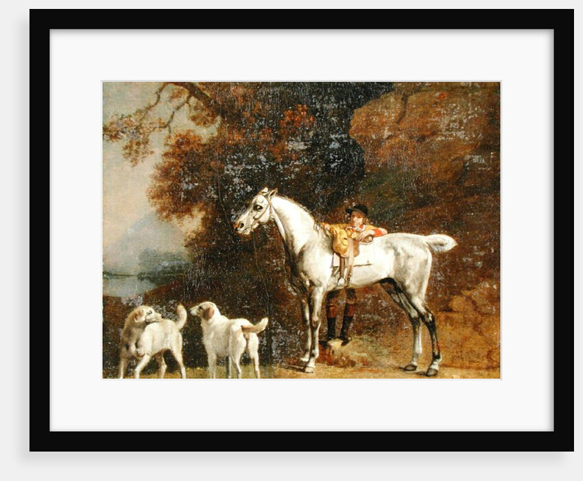 Huntsman with a Grey Hunter and Two Foxhounds: details from the Goodwood 'Hunting' picture, 1760-61 by George Stubbs
