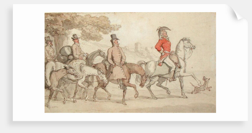 Illustrations for 'The Military Adventures of Johnny Newcome: 'Dashed with his suite for Santarem that night' by John Mitford by Thomas Rowlandson
