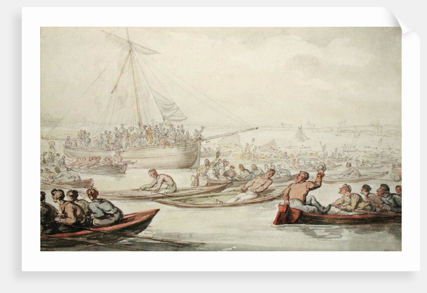 The Annual Sculling Race for Doggett's Coat and Badge, c.1805-10 by Thomas Rowlandson