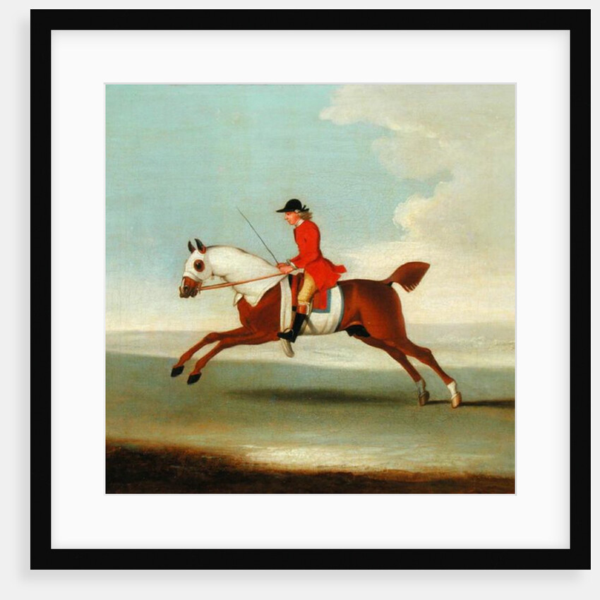 Galloping Racehorse and mounted Jockey in Red by James Seymour