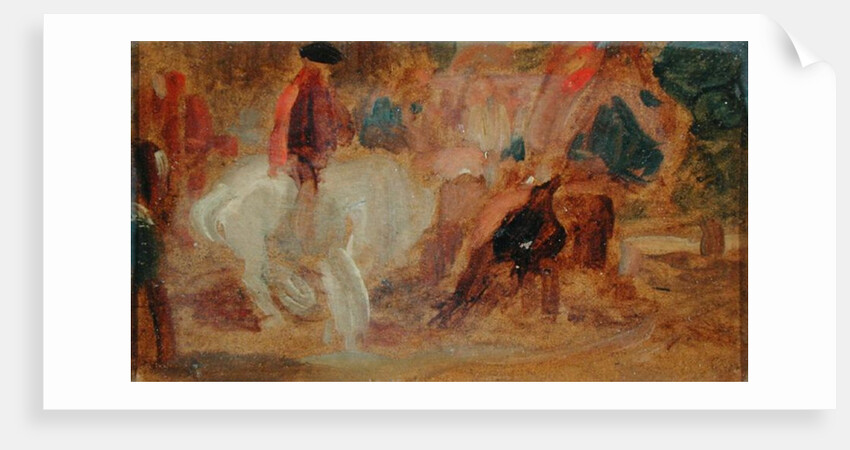 Man on a White Horse previously attributed to J.M.W. Turner and also attributed to Peter de Wint by English School