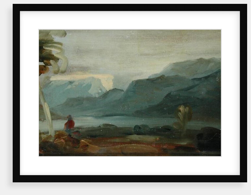 Mountainous Landscape with Figures and Cattle, previously attributed to J.M.W. Turner and also attributed to Peter de Wint, 1806-07 by English School