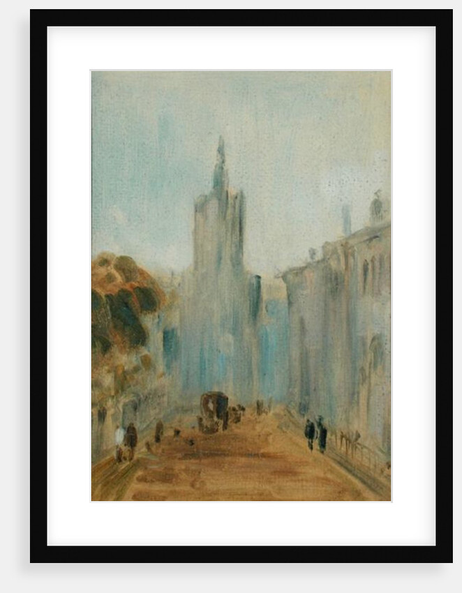Street with Church and Figures previously attributed to J.M.W. Turner and also attributed to Peter de Wint, 1822-25 by English School
