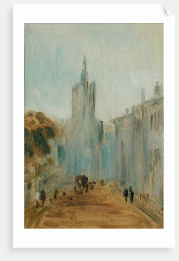 Street with Church and Figures previously attributed to J.M.W. Turner and also attributed to Peter de Wint, 1822-25 by English School