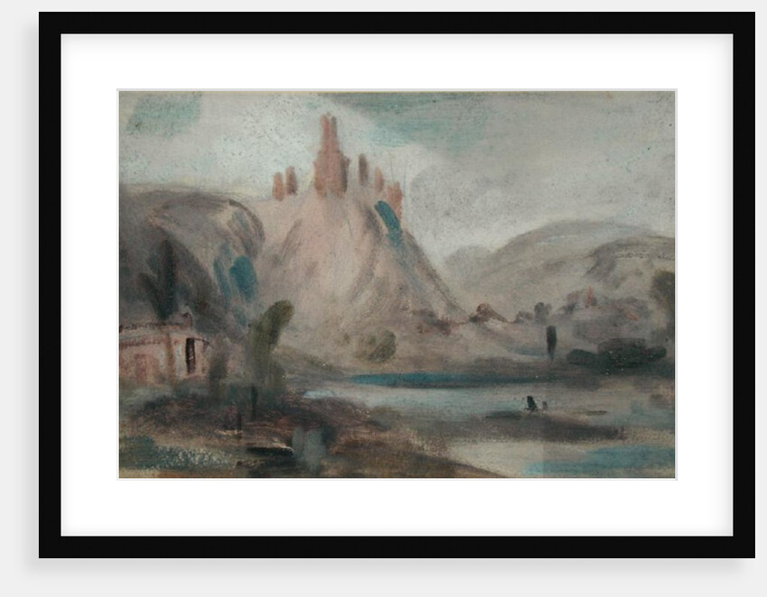 Landscape with a Castle on a Hill, previously attributed to J.M.W. Turner and also attributed to Peter de Wint by English School