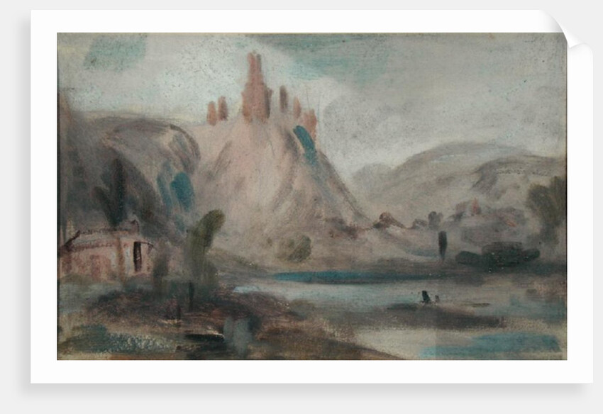 Landscape with a Castle on a Hill, previously attributed to J.M.W. Turner and also attributed to Peter de Wint by English School