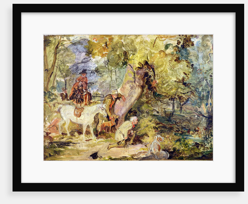 A Sketch for 'Foresters Stalking Deer' by John Frederick Lewis