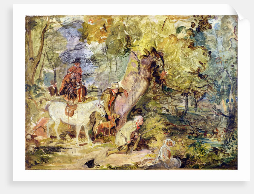 A Sketch for 'Foresters Stalking Deer' by John Frederick Lewis