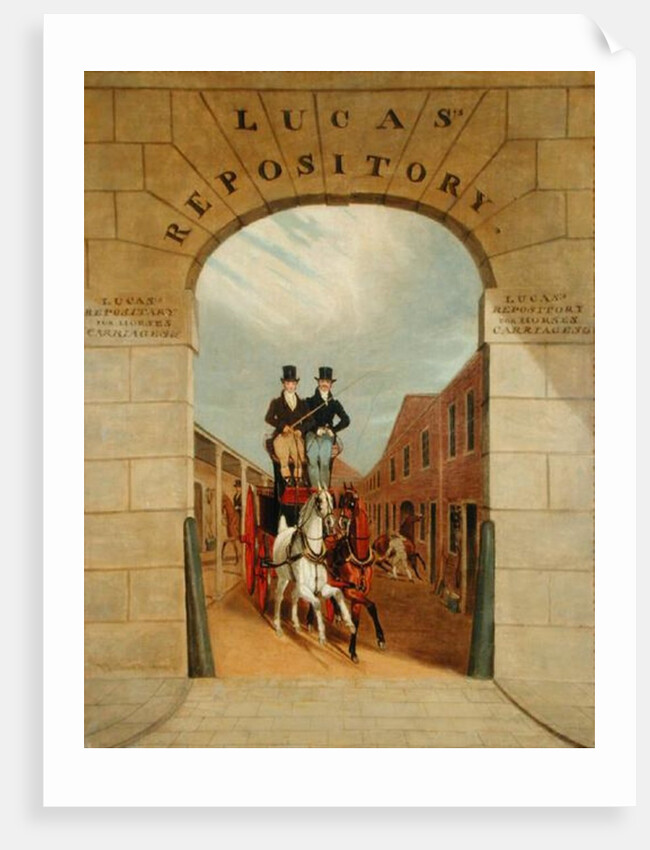 Schooling a Pair in a Brake at Lucas's Yard, Clerkenwell by James Pollard