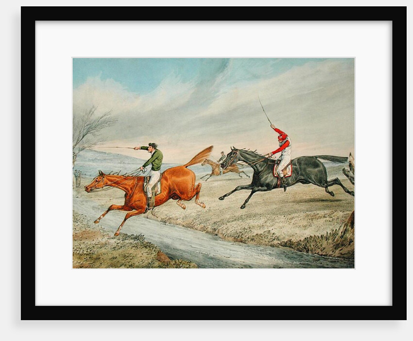Steeplechasing: Three Riders Taking a Brook by Henry Thomas Alken