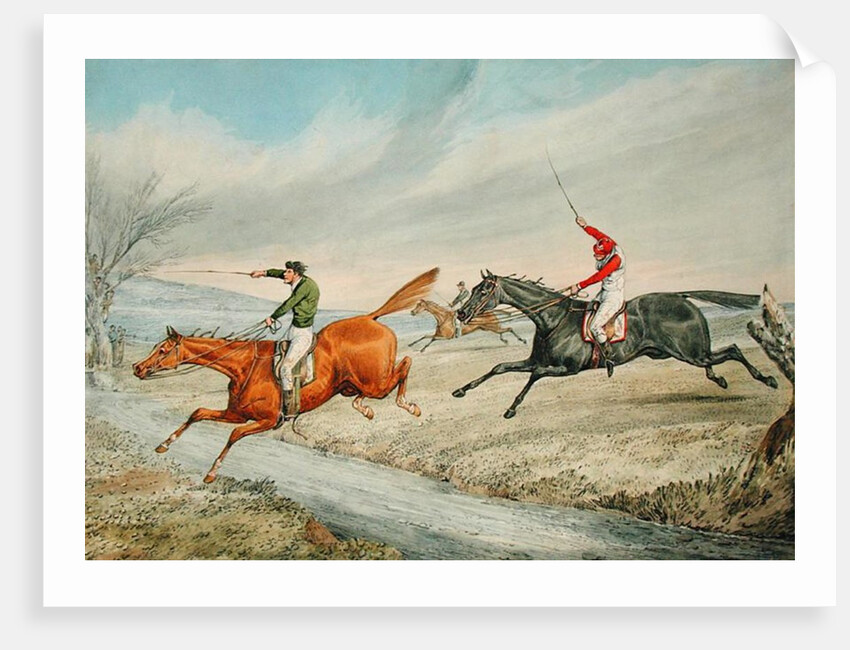 Steeplechasing: Three Riders Taking a Brook by Henry Thomas Alken