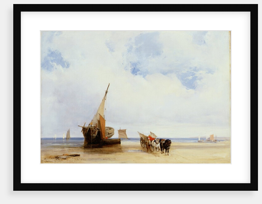 Beached Vessels and a Wagon near Trouville, c.1825 by Richard Parkes Bonington
