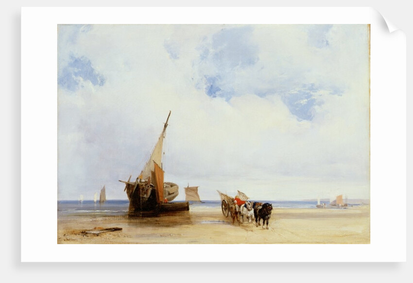Beached Vessels and a Wagon near Trouville, c.1825 by Richard Parkes Bonington
