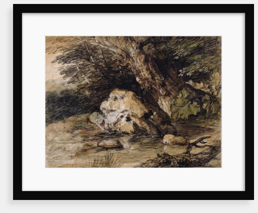 A Hilly Landscape with Figures Approaching a Bridge, c.1763 by Thomas Gainsborough