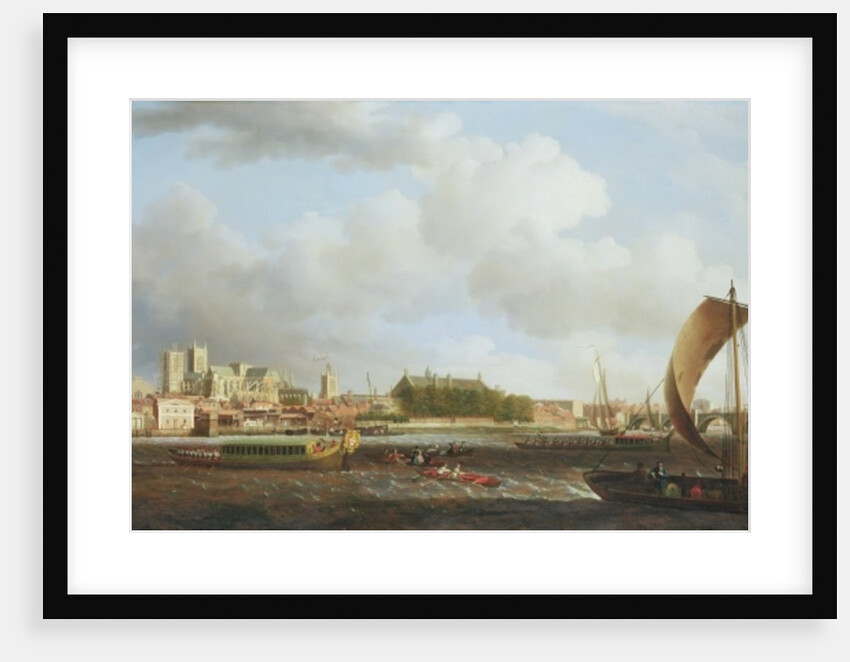 Westminster from Lambeth, with the ceremonial barge of the Ironmongers' Company, c.1745 by Samuel Scott