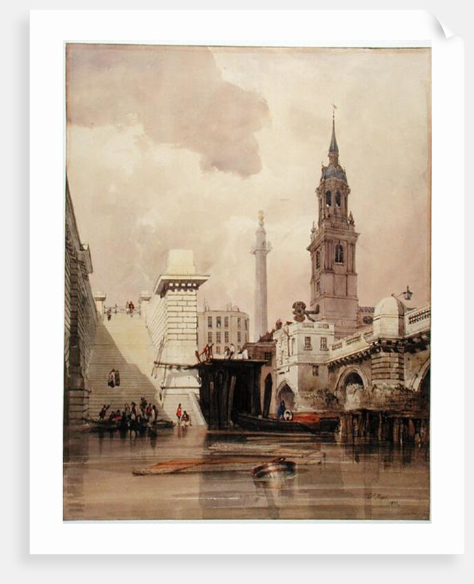 The Church of St. Magnus the Martyr by London Bridge, with Monument in the Background by Thomas Shotter Boys