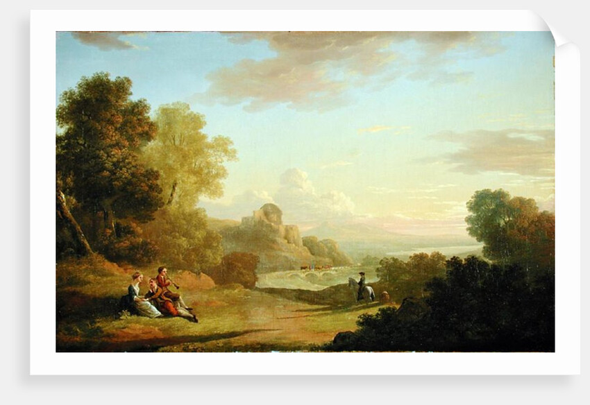 An Imaginary Landscape with a Traveller and Figures Overlooking the Bay of Baiae, 1773 by Thomas Jones