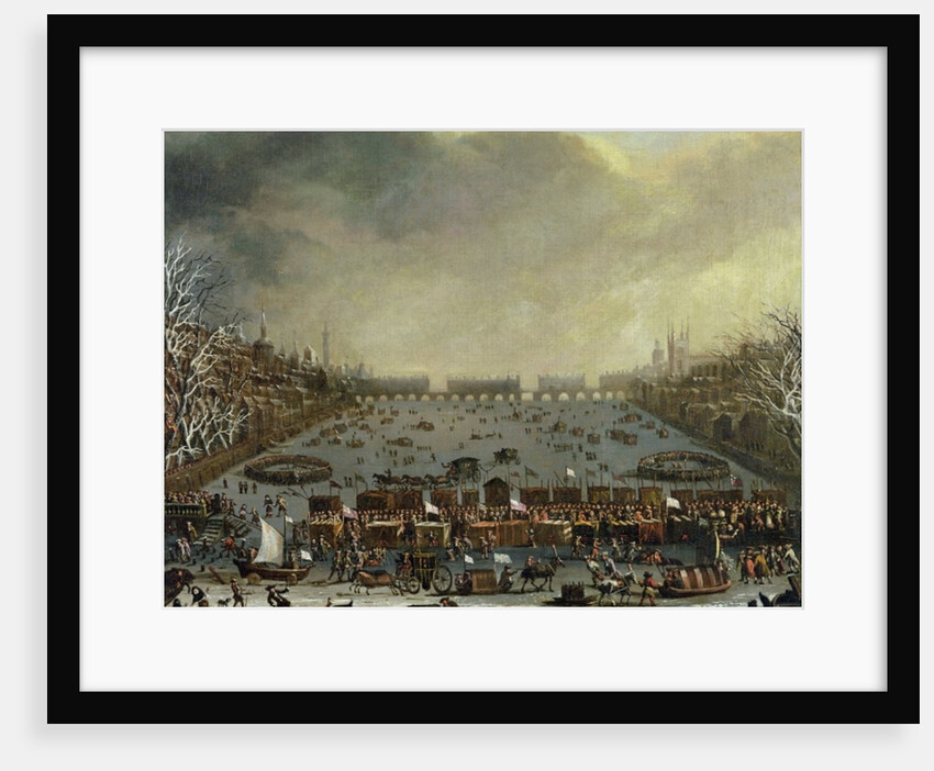 The Frost Fair of the winter of 1683-4 on the Thames, with Old London Bridge in the Distance. c.1685 by English School